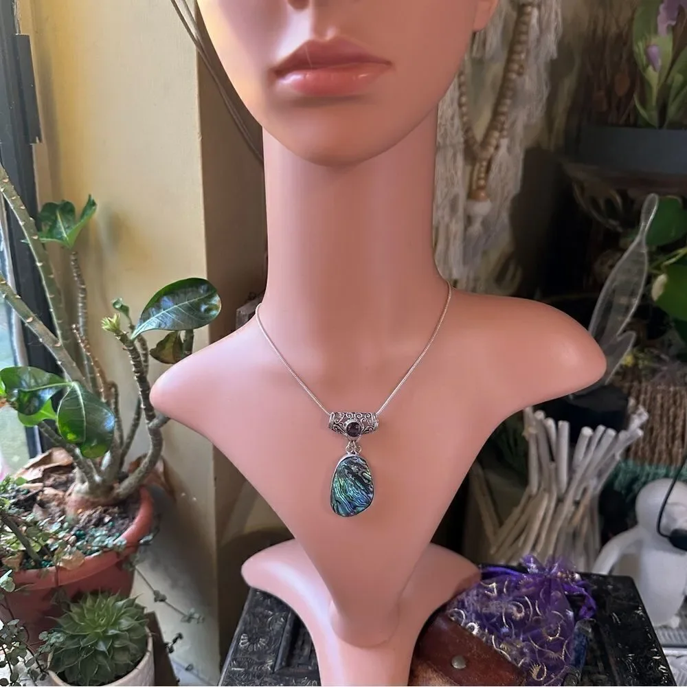 Abalone & Amethyst Gemstone Necklace
